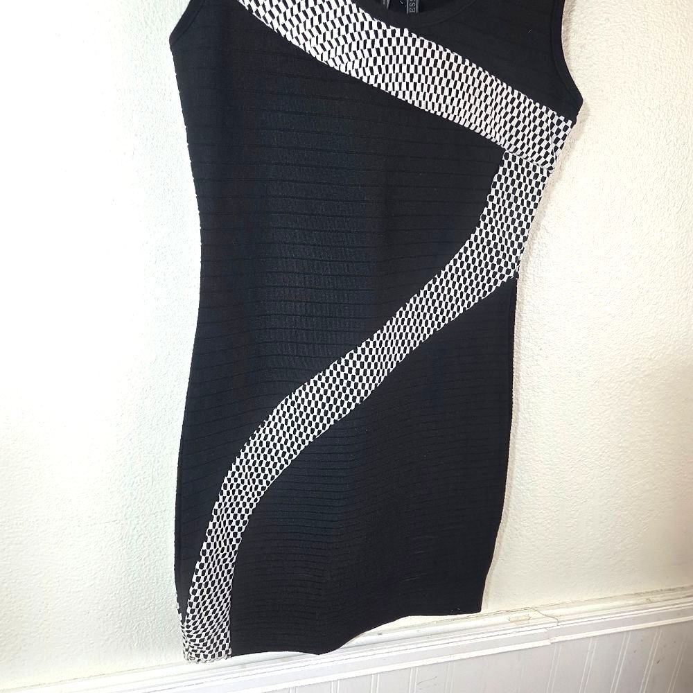 Women's Guess Bodycon Snatched Elegant Black and White Mesh Women's Dress Size S - Picture 5 of 10